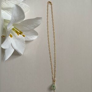 18K Gold Filled Paperclip Chain Necklace with Pendant